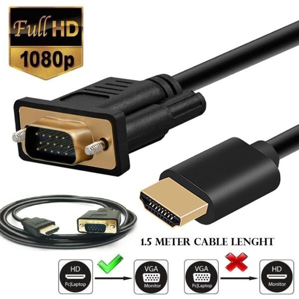 HDTV to VGA Cable 1080P HDTV Male to VGA Male Video Adapter Converter Cable 1.5m