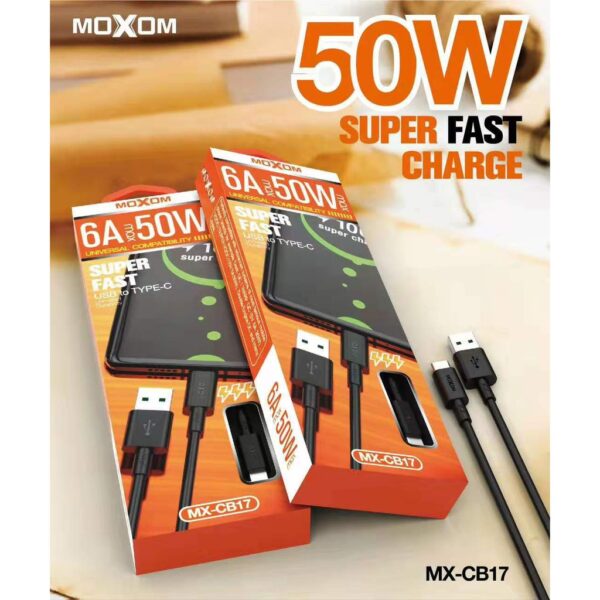 Moxom MX-CB17 6A 50W Super Fast Charging Data Cable USB Type-C 1Meter