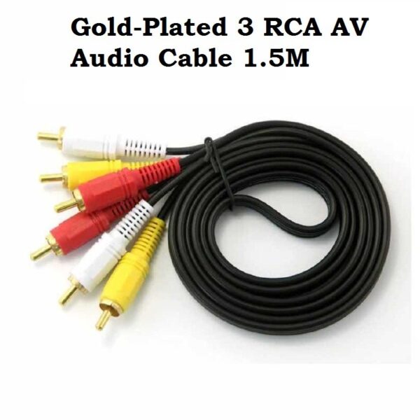 1.5M Gold-plated 3 Rca Av to 3 Rca Av Audio Video Cable Male to Male