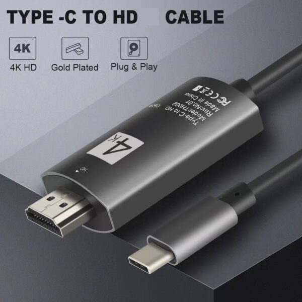 Dell Type-C 3.1 to HDTV Cable 4K 60Hz, Qces Type C to HDTV Cable Adapter 6Ft Video Cord to TV / Monitor Thunderbolt 3