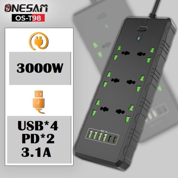 Onesam OS-T98 3000W 3.1A PD*2 USB*4 Power Socket