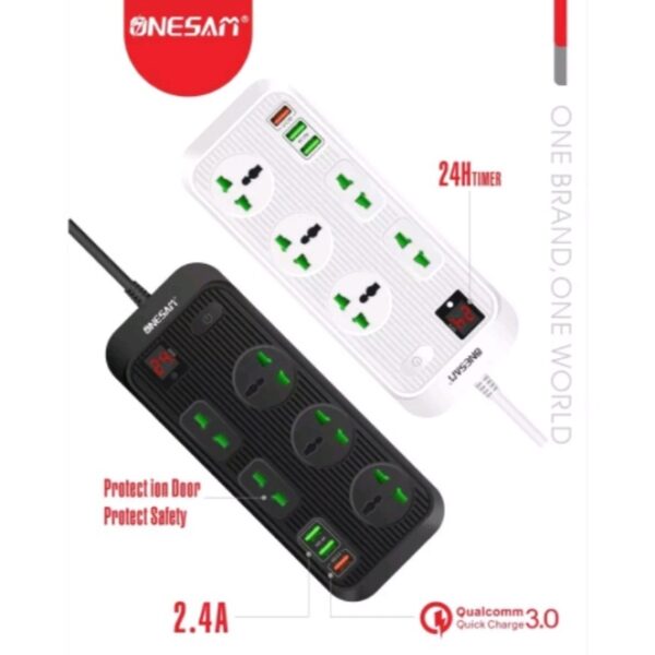 Onesam OS-T17 5.4A 3 USB 5 Socket Auto-id Power Socket + Timer Function Auto