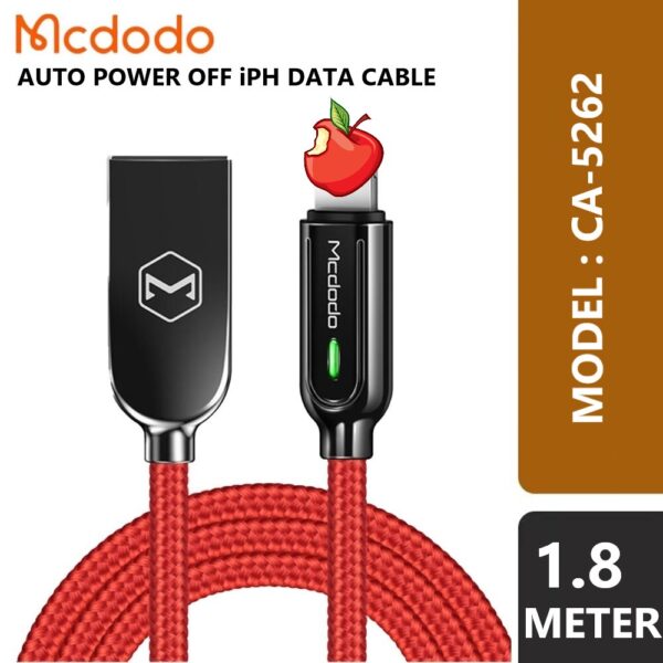 Mcdodo CA-5262 Auto Power Off Iph Data Cable 2A Cable Over Charging Protection for Phone Auto Cut Off Cable